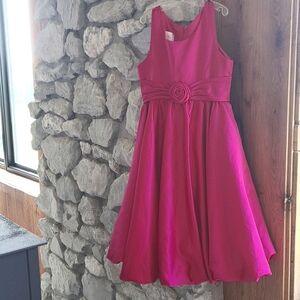 David's Bridal Sleeveless ROSE Fushia Pink Wedding Formal Bubble Full Dress.